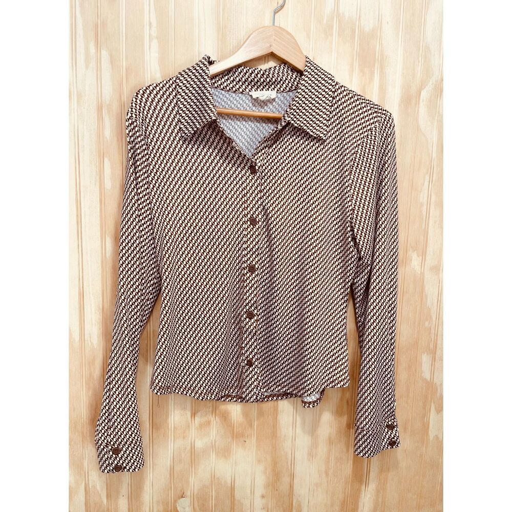 Meraki button up shirt VTG rockabilly retro Y2K stretch dark accademia women XL